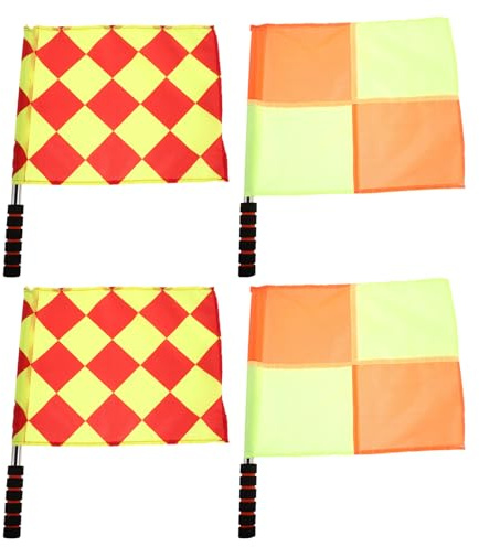 Milisten Banderas de Árbitro a Cuadros para Fútbol y Atletismo 4 Piezas 2 Cuadros Pequeños 2 Grandes Banderas de Juez de Línea Deportivo con Alta Visibilidad para Competiciones y