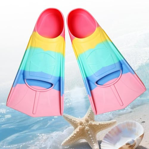 yotutun Aletas de Natación Para Niños, Palmes Courtes pour l'entraînement Palmes de Plongée en Silicone Palmes Natation Piscine pour Entraînement en Eau Libre Plongée avec Tuba, Taille 30-32