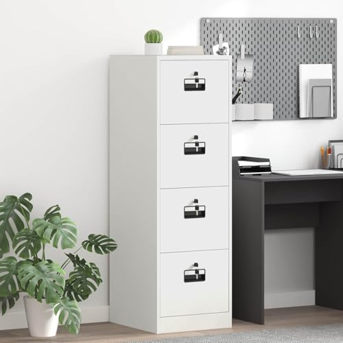 Lot de 2 armoires à classer Blanc 44 x 50 x 139 cm en acier laminé à froid Armoire de rangement multi-usages Armoire de ménage Armoire de bureau