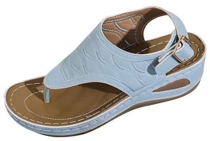 Genérico Sandalias Mujer Verano, Sandalias Cómodas Para Mujeres, Sandalias Con Tacón Cuña Y Separador De Dedos, Versátil Y Fresco, Cómodo Para Look Casual Y Veraniego Cielo azul 41