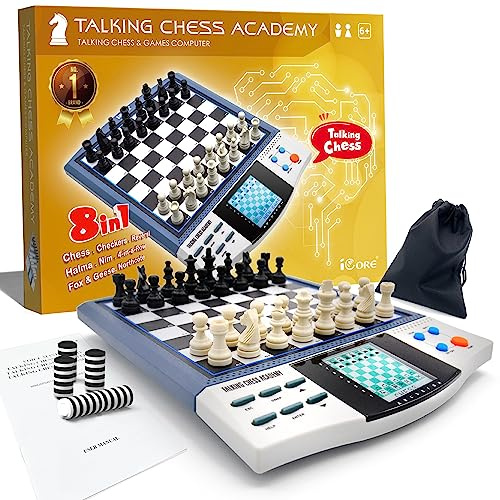 iCore Electronic Chess Set - Develop Thinking Chess Set for Kids, Memory Electronic Chess Board - Talking Coach 30 Skill Levels Beginners & Adults