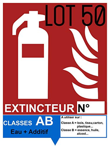 Autocollant vinyl - Signalétique extincteur AB Eau + Additif - L.150 x H.200 mm - 50