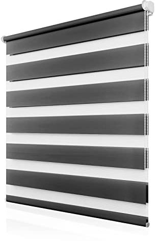 Doppelrollo Klemmfix ohne Bohren 95x200cm(BxH), Rollos für Fenster ohne Bohren Anthrazit, Duo Rollo Klemmrollo, Lichtdurchlässig & Sichtschutz,Fenster Rollos für Innen