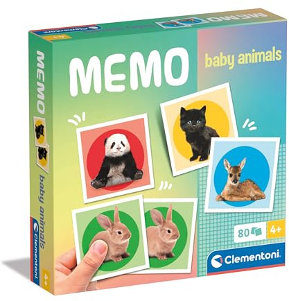 Clementoni - 18305 - Memo Baby Animals - Gioco Di Memoria E Associazione, Carte Da Accoppiare, Gioco Educativo Bambini 3 Anni, Gioco Di Carte, Gioco Da Tavolo Bambini, Made In Italy