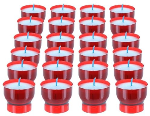24 Veilleuses bougies rouge Votive 4 cm durée 6H - Bougie Votive - Culte Chrétien en Cire végétale