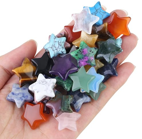 AWARDSEN 20 Pcs Crystals and Gemstones Healing Crystals Wellness Gifts Anxiety Relief for Adults Celestial Gifts Magic Stars Reiki Chakra Protection Polished Stones Crystal Gifts for Women