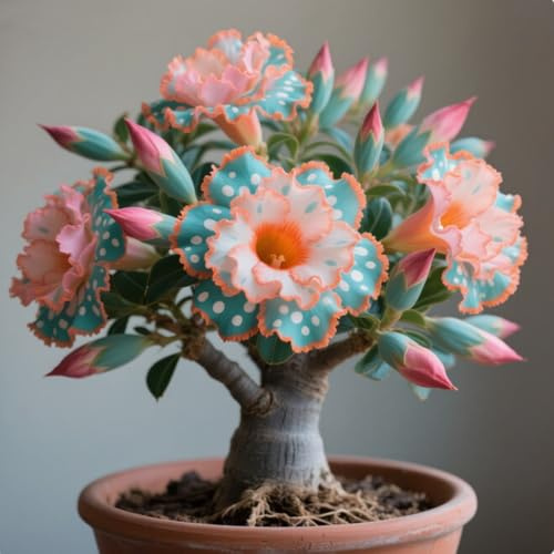 Exquisita rosa del desierto, adecuada para plantar al aire libre, resistente al frío, de rápido crecimiento, apto para principiantes.-1 rizoma-c
