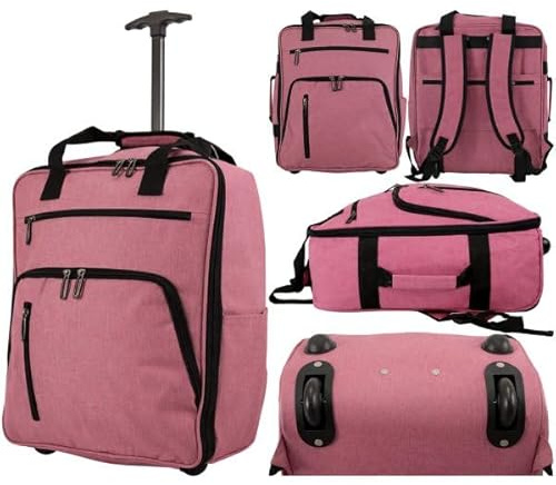 Underseat Cabin Sizes 2 Wheel Trolley Backpack 45 x 36 x 20cm (Pink)
