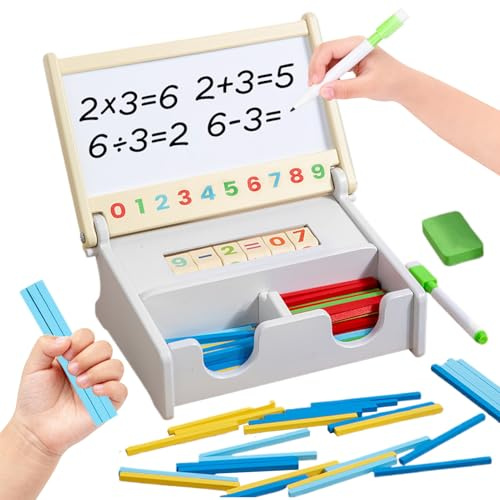 Arithmetic Math Toy Set - Educational Wooden Games, Comprehensive Wooden Learning Kit | IncludesNumber Beads, Chopsticks, Counting Spoons, Symbol Cards Activity Board Perfect For Montes