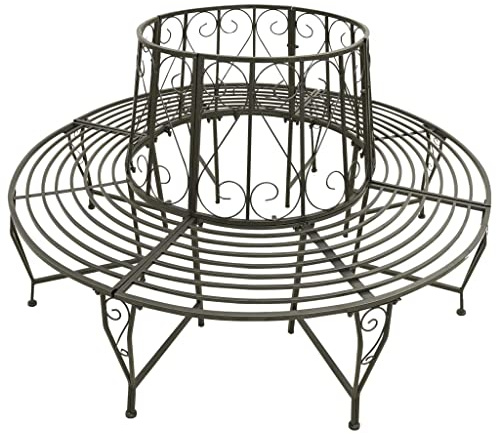 Genérico Banco para árbol de jardín Acero 160 cm,Mobiliario,Muebles de jardín,Asientos de Exterior,Bancos de jardín,Gris,20.3 kg,313033