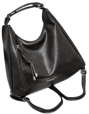 Zktfyshk Rucksack für Damen und Mädchen, Leder-Rucksack/Rucksack, wandelbare Umhängetasche, lässiger Tagesrucksack, Crossbody-Tasche, Schultasche, Multifunktions-Schultertasche, Schwarz