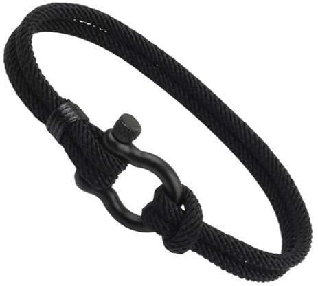 Elyebxj 21 cm sommar armband med snöre för kvinnor armband, surfararmband med stålskruv för män, sommar våg, Svart, one size