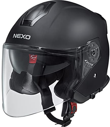Nexo Jethelm Motorradhelm Helm Motorrad Mopedhelm Jethelm Travel 2.0 mattschwarz M, Unisex, Chopper/Cruiser, Ganzjährig, Thermoplast, matt schwarz