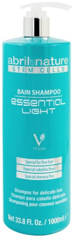 abril et nature - Essential Light - Shampoo für feines, empfindliches und/oder gefärbtes Haar - Oxigeniert und verjüngt - Beschwert nicht - Verleiht Volumen - Behandlung mit Stammzellen - 1000 ml