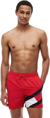 Tommy Hilfiger Pantaloncino da Bagno Uomo SF Medium Drawstring Lunghezza Media, Rosso (Primary Red), L