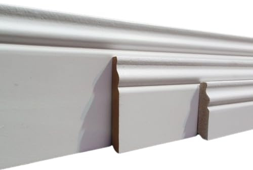 MadeInNature, Zócalo de medio moldeado de estilo Luis XV prepintado blanco de muy alta calidad, diferentes dimensiones, fabricación francesa (largo 2 m altura 11 cm, 6 ml)