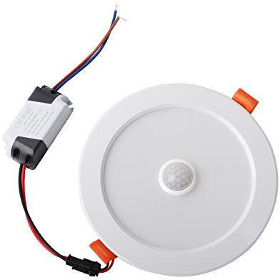 Luz De Techo Led, 12W Ac85-265V Luz De Techo Led Downlight Sensor De Cuerpo Humano Lámpara Empotrada para El Hogar Interior Adecuado para Pasillo Pasillo Porche Sala De Estar Etc(WAM Blanco)
