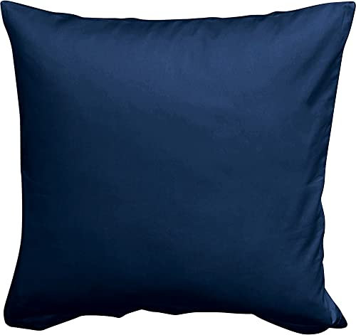 Erwin Müller Kuschelkissenbezug, Kissenhülle Mako-Satin Landshut, 100% Baumwolle - seidiger Glanz, mit praktischem Reißverschluss, temperaturausgleichend - dunkelblau Größe 40x40 cm