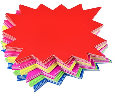 sourcing map Blank Star Burst Sale Signs Price Tags Fluorescent Star Pricing Labels 90x70mm 6 Colors for Retail Sales Pricing, Pack of 60