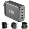 130W USB C Schnell Faltbare Wand Desktop Ladegerät, 100W PD PPS 4 Port GaN II USB C Schnellladestation mit Extent AC Kabel Desktop Reise Netzteil für MacBook, Laptop, iPad, iPhone 15 14 13, Samsung