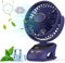 Misilmp USB Clip Fan, Mini Portable Desk Fans with LED Display & Night Light, 5 Speeds 90° Rotatable Battery Powered Desktop Fan 16dB Quiet Table Clip on Fan for Home Office Camping Travel (Blue)