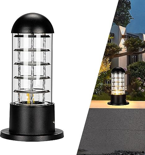 Luci palo Lampada esterno E27 Piazza Recinzione Colonna Piedistallo Lampione da giardino Luce Cancello Paletto Luce pilastro retrò Alluminio Impermeabile Patio terra lampioncino per vialetti (B)