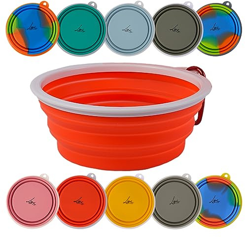 Ligo - Ciotola per Cani Pieghevole da Viaggio, Portatile, Regolabile, Rosso, 650 ml