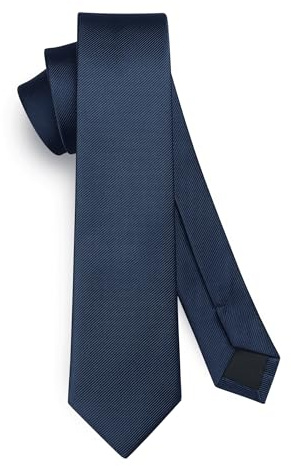 HISDERN Corbata Azul marino Corbata delgada de seda Corbatas delgadas para hombres Corbata sólida Corbata formal clásica para boda de negocios (6 cm)