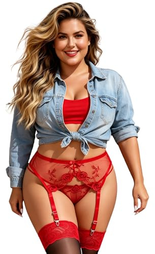 comeondear Sexigt strumpebandsbälte bred dam strumphållare stora storlekar elastiskt strumpband med 4 remmar underkläder curvy spetsar underkläder kvinnor garter bälte höfthållare hängslen kvinnor