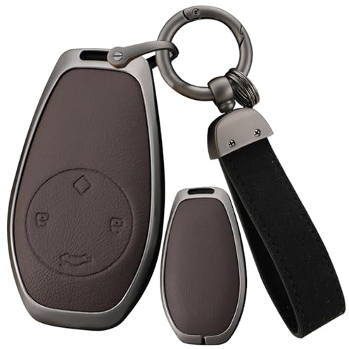 ontto Custodia Cover per Chiave Auto in Zinco adatto per Leapmotor T03 2022 2023 2024 2025 2026 Guscio Cover Protettiva in pelle con Telecomando Portachiavi Accessori per Auto4 Tasti B-Marrone