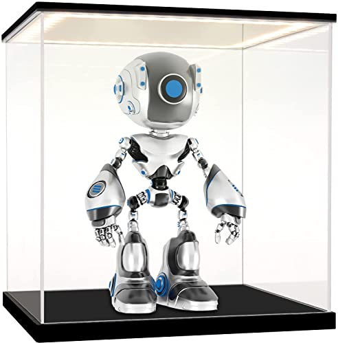 Huijintao Vitrina Expositora para Colecciones, Caja Metacrilato Transparente con luz LED, Vitrina Metacrilato, Urna Metacrilato Expositor Vitrina para Colecciones, Miniaturas, Figuritas (15x15x15 cm)