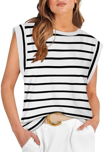 DUOEASE Tshirt Femme sans Manche Débardeur Chic et élégant col Rond 2024 ete Hauts