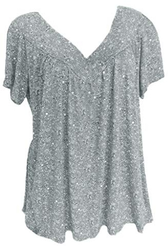 T-Shirt À Manches Courtes pour Femmes avec Col en V Imprimé Floral,Chemisiers Et Blouses De Style Boheme Hauts Tunique Été,Chic Et Élégant Tee Shirt Grande Taille,Chemisier Femme Pas Cher