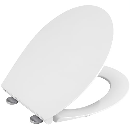 Cornat toalettsits Slim – superplatt design – lättskött duroplast – Quick up & Clean funktion – automatisk sänkning – bekväm montering ovanifrån – neutral vit/toalettsits/toalettlock/1076440