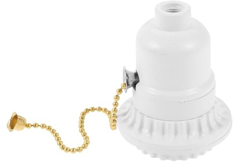 SHINEOFI Portalampada Interruttore a Catena, Accessorio per Lampada da Tavolo in Bachelite Bianca, Design Flessibile e Portata Elevata per Casa e Fai da Te