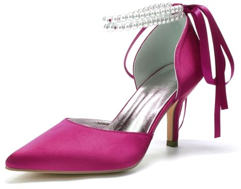 Miyoopark Donne Comode Scarpe Da Sposa Chiuso Sera Pompe, M647 fucsia, 38.5 EU