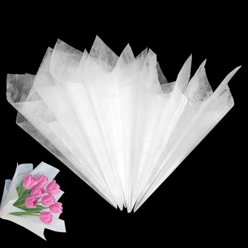 76 hojas de papel de seda para ramos de flores, color blanco leche, 30 x 30 cm, papel impermeable no tejido con interior extraíble para floristería, arreglos florales y ramos de regalo