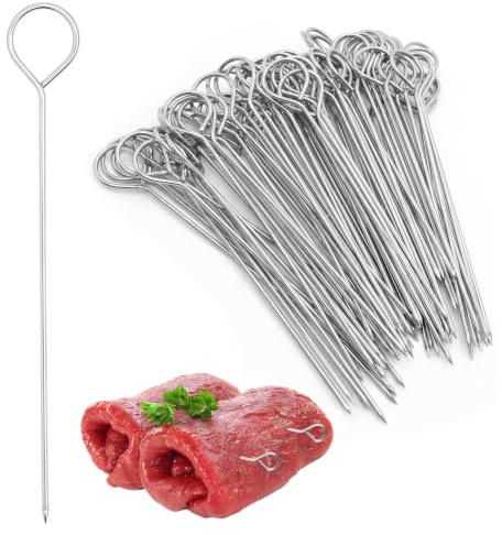 90 agujas para enrutador de acero inoxidable, 15 cm, brochetas de metal, brochetas para rouladenspieße Fingerfood pinchos para carne, pinzas de acero inoxidable reutilizables para rouladen verduras