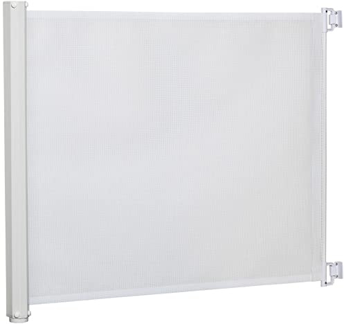Pawhut Barrière de sécurité barrière Animaux rétractable Automatique 1,15L x 0,83H m teslin métal Blanc