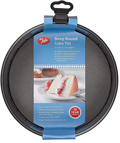 Tala Molde profundo para tartas, fondo suelto, molde alto antiadherente con base extraíble, distribución uniforme del calor, bandeja de acero al carbono, apta para nevera y congelador, 21,6 x 21,6 x