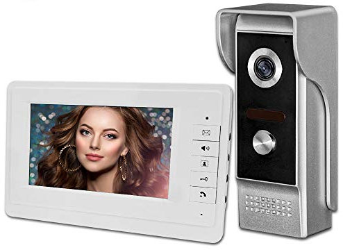 uoweky Video-Gegensprechanlage Türklingel 7 '' TFT LCD Kabelgebundene Video-Türsprechanlage Unterstützt die IR-Kamera für den Inneninnenmonitor 700TVL (1 Camera 1 Monitor)