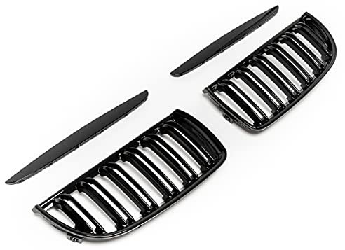 Kühler- Sport- Front- Doppel- Rippen- Grill Schwarz Glanz Eintragungsfrei Set