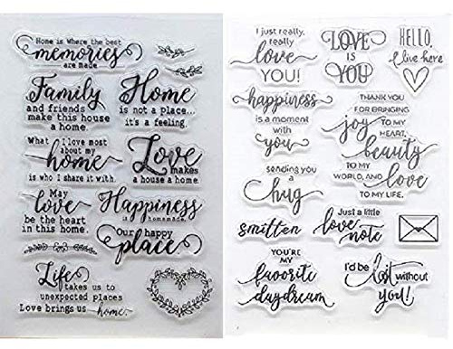 Welcome to Joyful Home 2pc/Set Love You Memory Family Sentiment Clear Stamp for Card Making Decoration and Scrapbooking 11x16cm