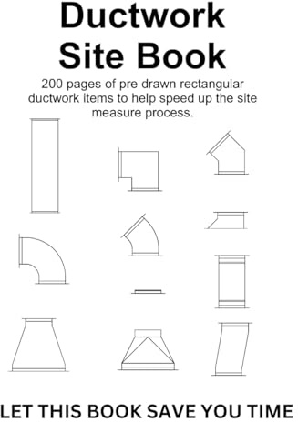 DUCTWORK SITE BOOK: PRE DRAWN SITE MEASURES, SPACE FOR ROUND DUCT TAKE OFFS AND EMPTY DOTTED GRIDPAPER FOR EVERYTHING ELSE (Construction works books)