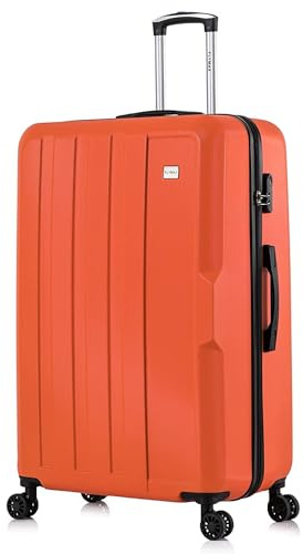 FLYMAX 29 Large Suitcases on 4 Wheels Lightweight Hard Shell Luggage Durable Check in Hold Luggage Built-in 3 Digit Combination 100 Litre Orange