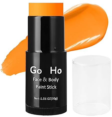 Go Ho Cream-Blendable Orange Face Paint Stick (1.06 Oz),Orange Full Body Paint Makeup Stick for Halloween Cosplay Joker Clown SFX Makeup,Waterproof
