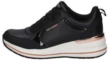 Skechers Women's Billion 2 Fine Shine Sneaker, Black Duraleather/Patent Trim, 4 UK
