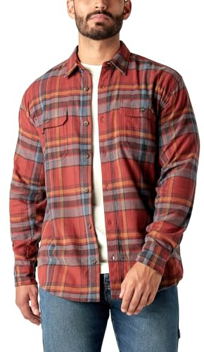 Dickies Herren Flex Flanell L/S Shirt Work Utility T, Fired Brick Multi Plaid, S