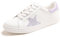 Feversole Women's Featured PU Leather Lace-Up Sneaker,Damen Sneaker Atmungsaktiv Turnschuhe Leicht Laufschuhe Sportschuhe Freizeitschuhe Klassisch Weißer Glitzer Flieder Stern EU39