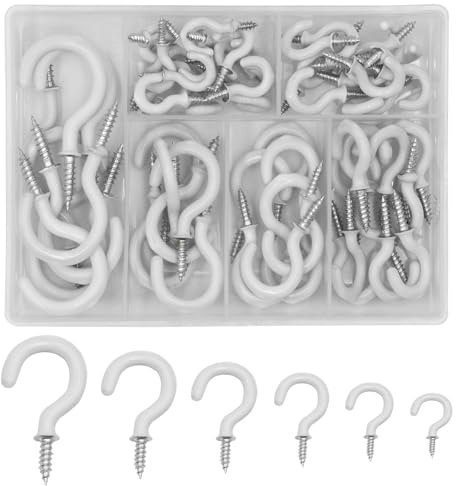 Qxsuse Set di 70 ganci a vite, ganci per ceiling ganci, ganci per viti bianche, ganci per viti con sicurezza per pallacanestri, bird feeder, vento chime, lanterne, luci Fairy Lights